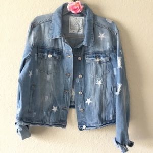 Distressed denim jacket